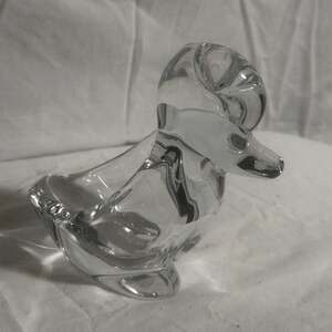 Vintage Art Vannes France Clear Crystal Duck Figurine Bowl
